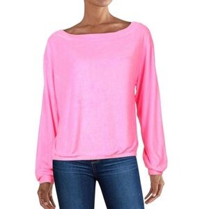 Generation Love Alyssa Terry Cloth Pull Over Sweater Boat Neck Extra Small Pink